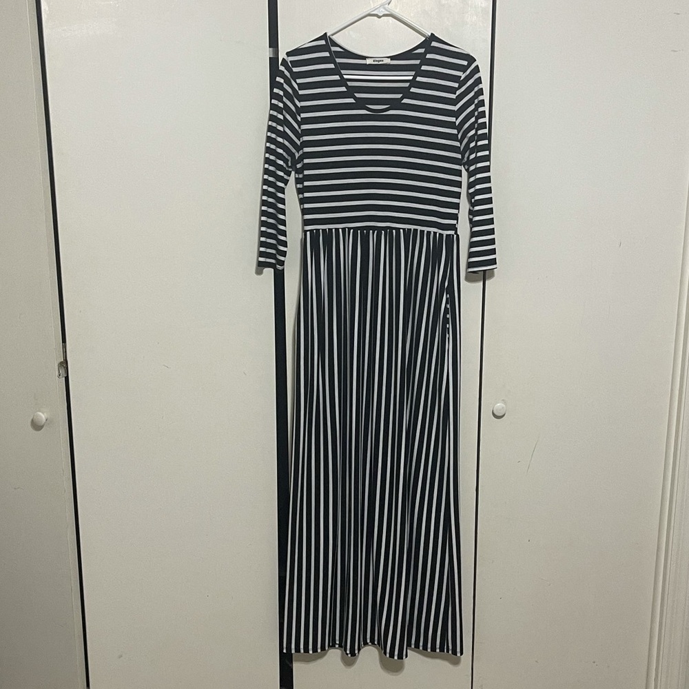 Black and white striped dress